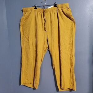 NWT Old Navy Lagenlook High Rise Pants Linen Blend Drawstring Yellow Size 4X